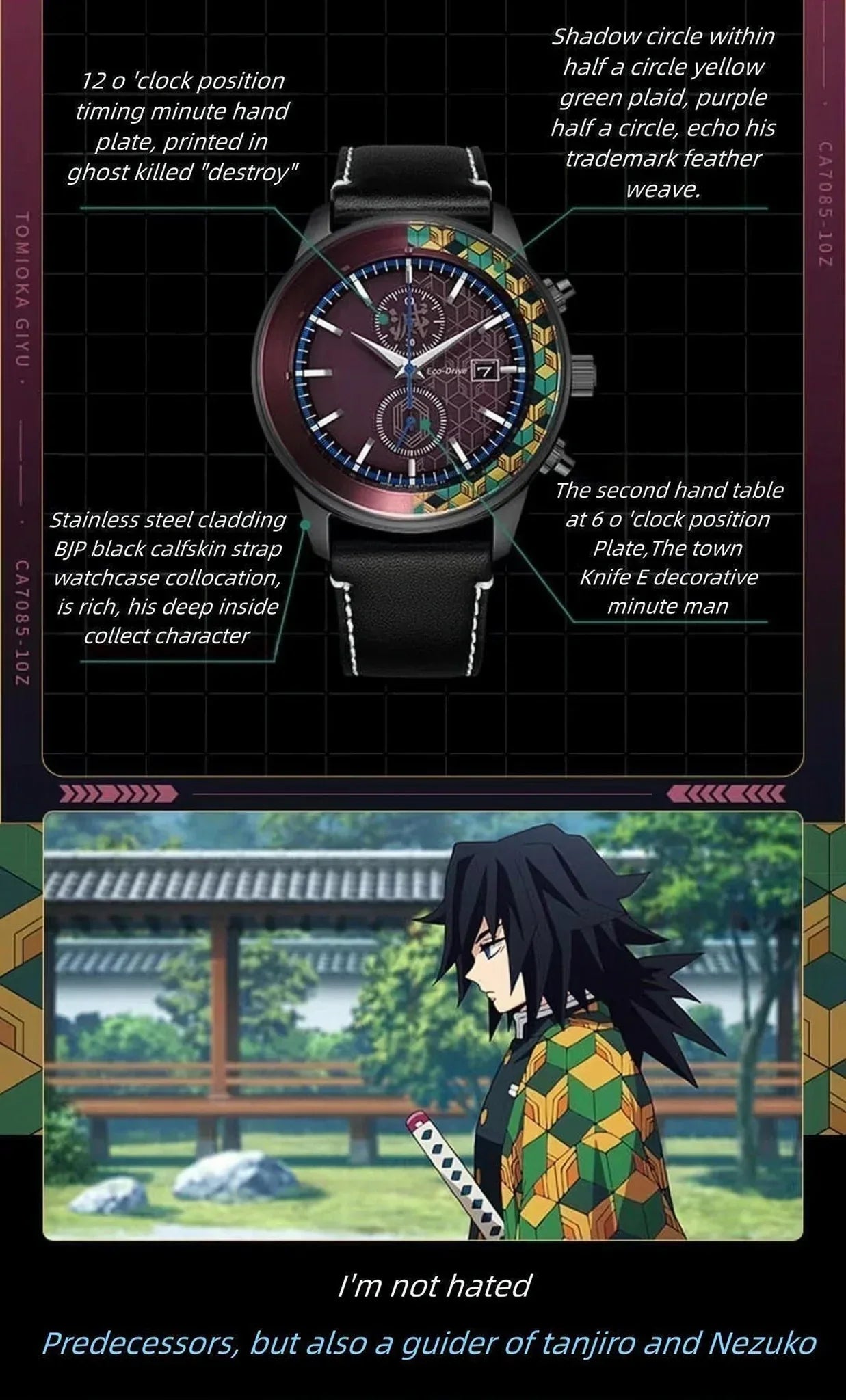 Tomioka Giyuu Herrenuhren, analoge Quarz-Sport-Unisex-Uhr, 100 m wasserdichte Uhren