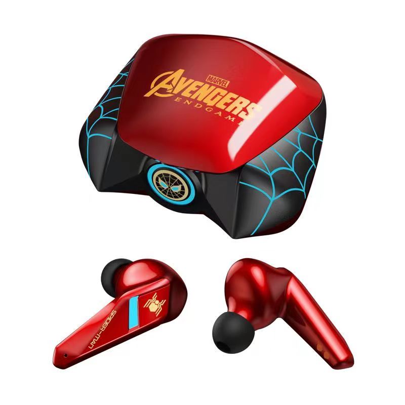 Marvel Spider-Man Iron Man Captain America Gaming-øretelefoner, Marvel TWS trådløse hovedtelefoner med LED-lys