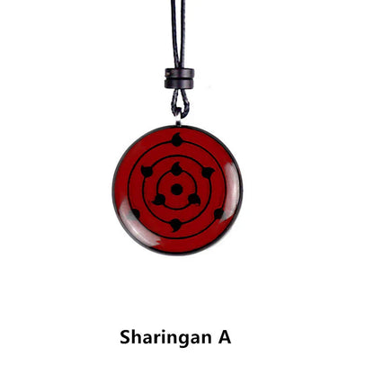 Ručně vyřezávaná sada přívěsků Sharingan Necklace z přírodního santalového dřeva