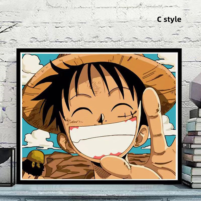 Luffy/Zoro/Nami hermosa pintura al óleo digital de doodle artesanal