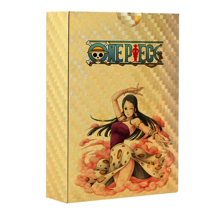 One Piece Monkey D Luffy Roronoa Zoro Gold Foil Collectible Trading Cards Box Set, Anime Character Waterproof Gold Plated TCG Game Cards