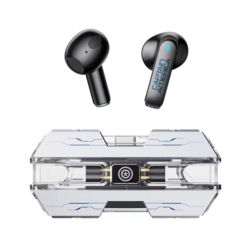 Marvel Iron Man Captain America trådløse øretelefoner, Marvel TWS Bluetooth 5.3 hovedtelefoner med Battleship Design