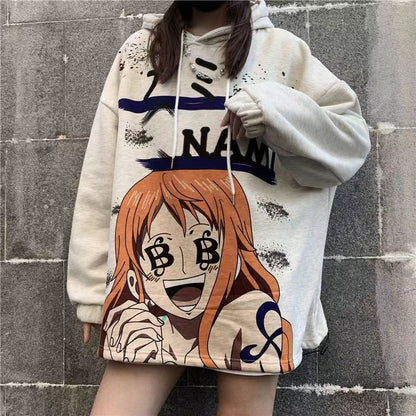 Zoro/Nami-figur modellerer smuk og cool tegneserie hættetrøje til par