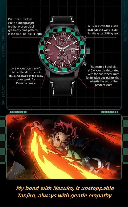 Kamado Tanjirou Herrenuhren, analoge Quarz-Sport-Unisex-Uhr, 100 m wasserdichte Uhren