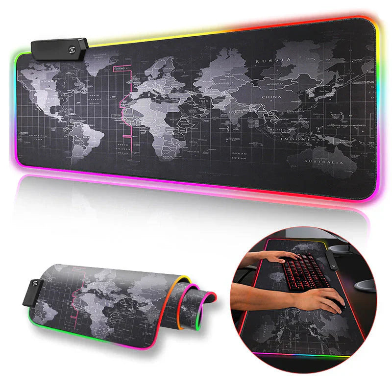 tapis de souris épais à sept couleurs changeantes, lumière LED, clavier de jeu