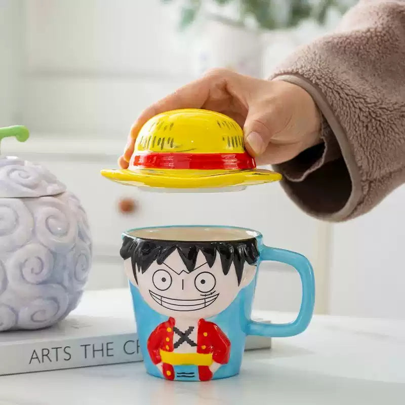 Luffy - tématický keramický pohár & Rubber Devil Fruit - tvarovaný popelník