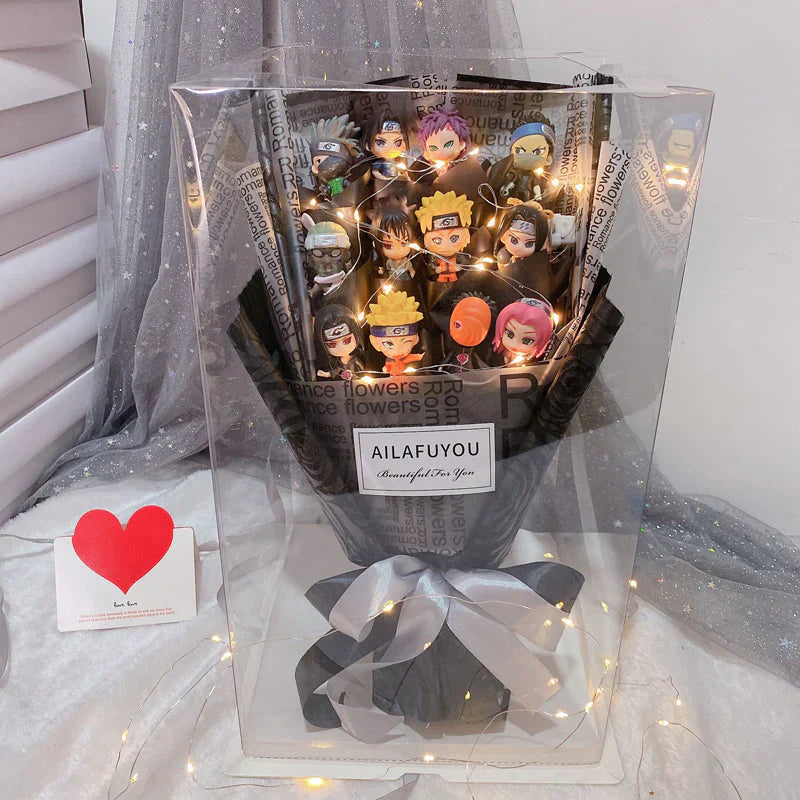 Uzumaki/Sasuke käsintehty ruususaippua LED-kimppu romanttiselle