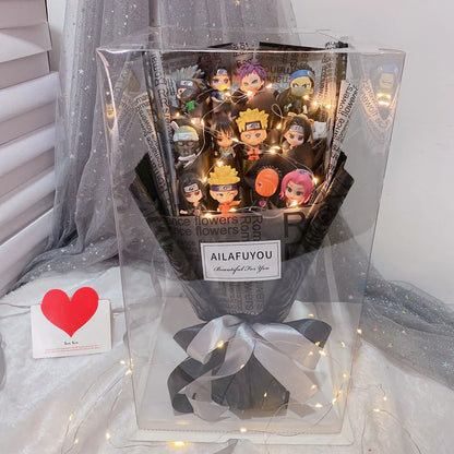 Uzumaki/Sasuke käsintehty ruususaippua LED-kimppu romanttiselle