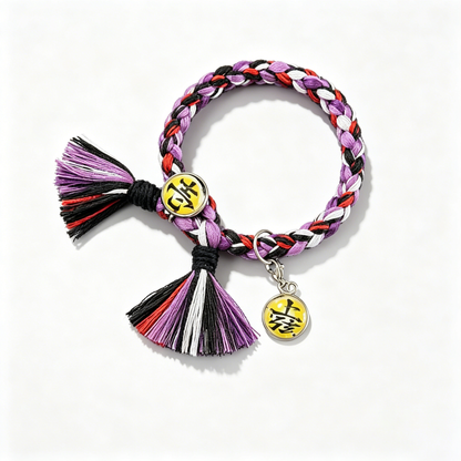 Demon Slayer Upper Moon Demon Adjustable Braided Bracelet, Anime Tassel Charm