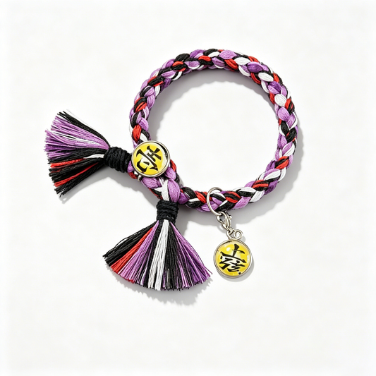 Demon Slayer Upper Moon Demon Adjustable Braided Bracelet, Anime Tassel Charm