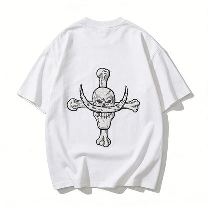 One Piece Whitebeard Edward Newgate Embroidered T-Shirt, Anime Oversized Cotton Tee