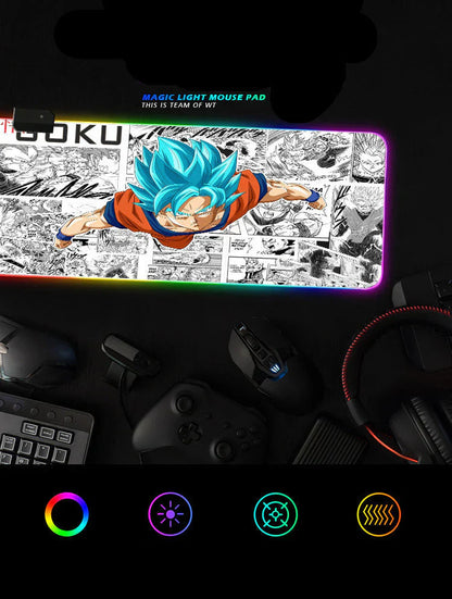 tapis de souris épais à sept couleurs changeantes, lumière LED, clavier de jeu