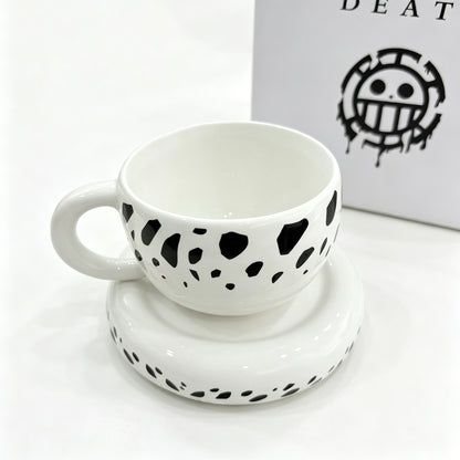 One Piece Trafalgar Law Hat Shaped Ceramic Mug, Anime Coffee Cup with Saucer
