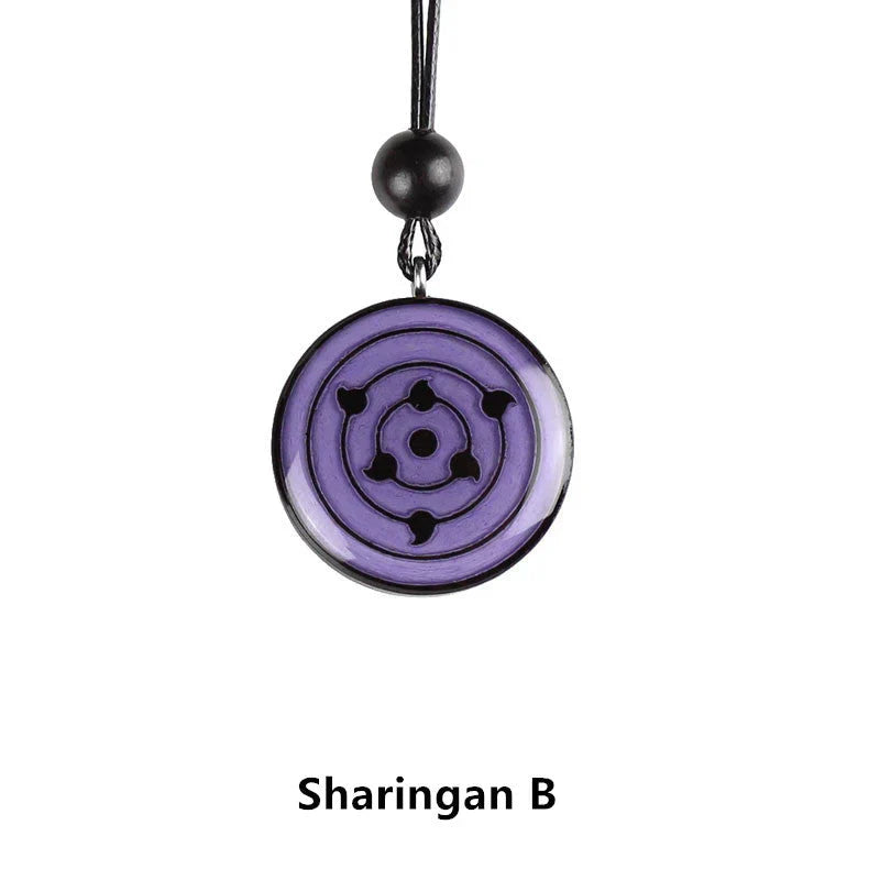 Ručně vyřezávaná sada přívěsků Sharingan Necklace z přírodního santalového dřeva