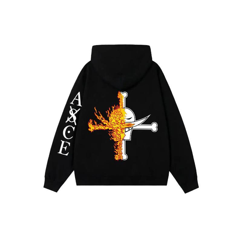 One Piece Portgas D Ace Sweat à capuche surdimensionné Fire Fist Ace Anime Graphic Pull à capuche