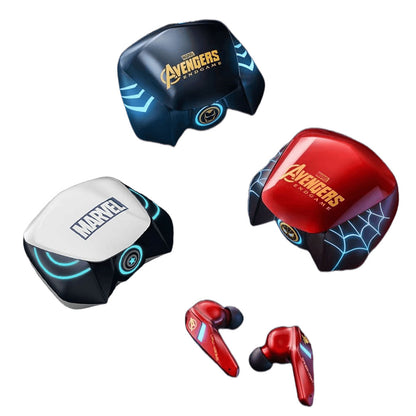 Marvel Spider-Man Iron Man Captain America Gaming-øretelefoner, Marvel TWS trådløse hovedtelefoner med LED-lys