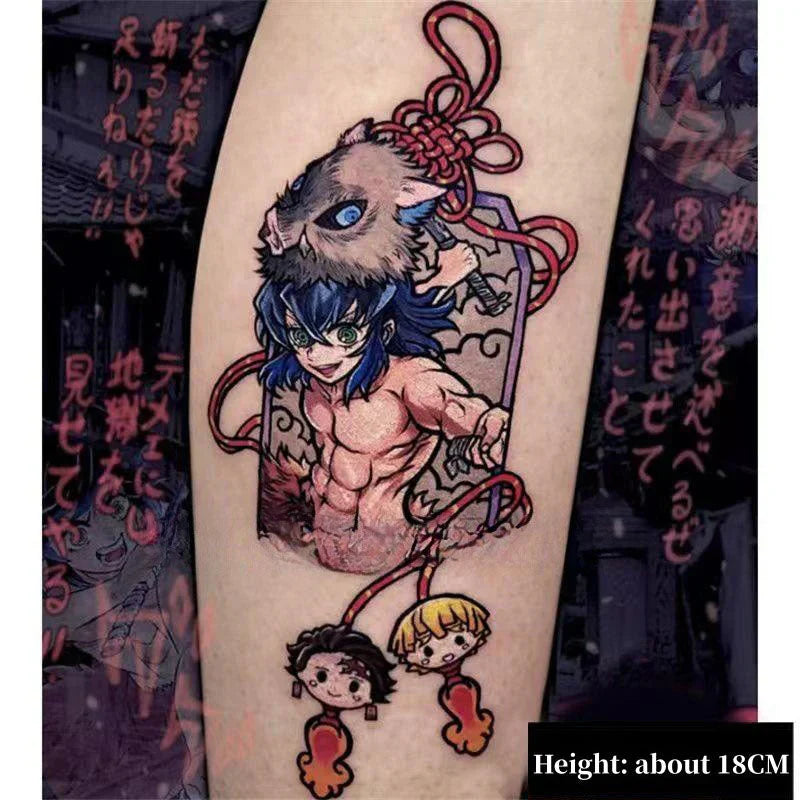 Tanjirou/Nezuko/Zenitsu/Inosuke colle une pâte de tatouage de bras de fleur imperméable à l'eau de cuisse