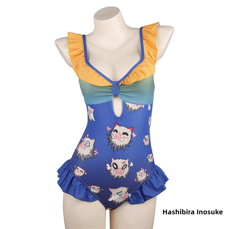 Nezuko/Tanjirou/Zenitsu/Inosuke Cosplay dejligt sexet kvinde bikini badetøj