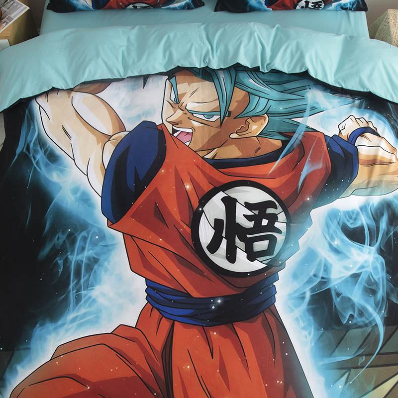 Ensemble de literie trois pièces en pur coton, imprimé de rôle Son Goku, beau dessin animé