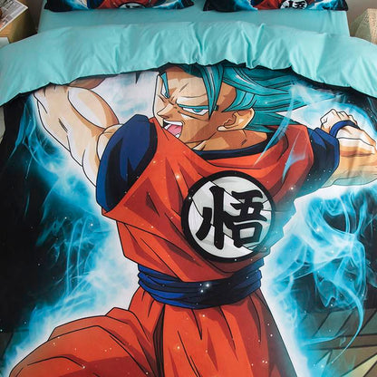 Ensemble de literie trois pièces en pur coton, imprimé de rôle Son Goku, beau dessin animé