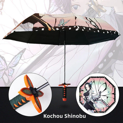 Kamado Tanjirou Regenschirm mit coolem Griff, der sich zusammenklappen lässt