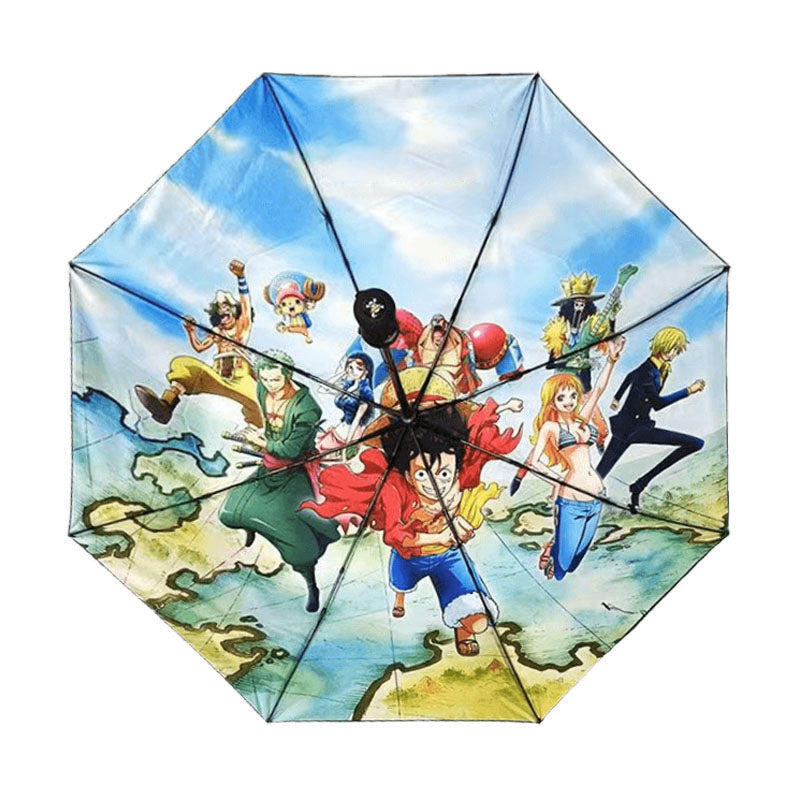 Luffy y otros personajes relacionados con la tendencia paraguas, sombrilla.