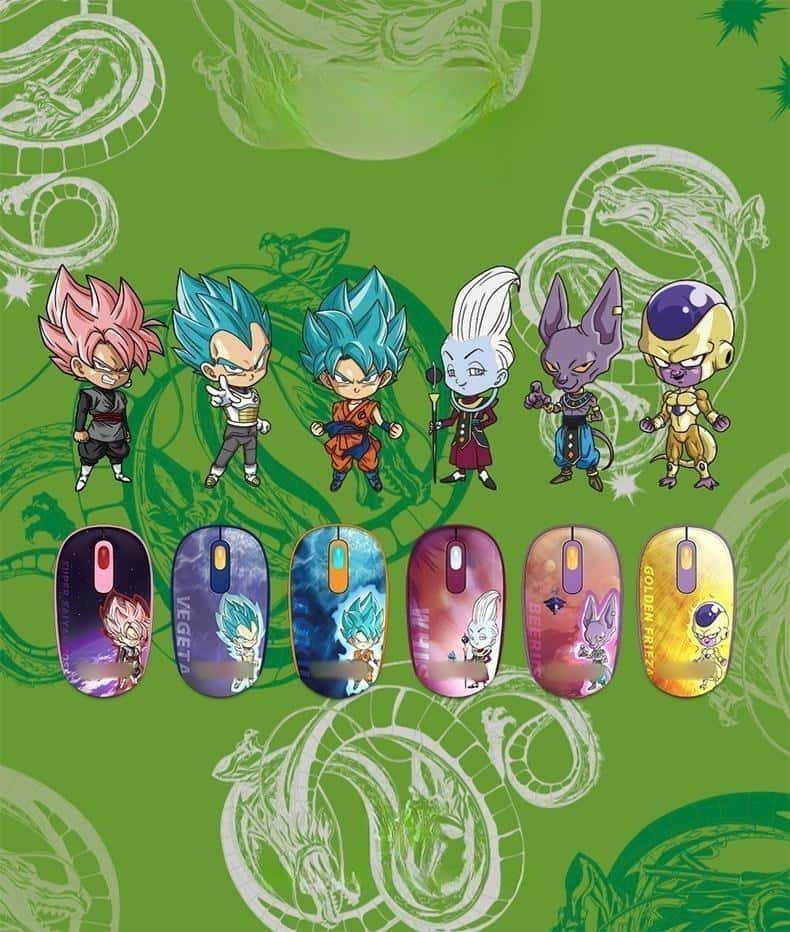 Souris sans fil Son Goku/Frieza/Whis/Beerus 2.4G pour jeux de bureau