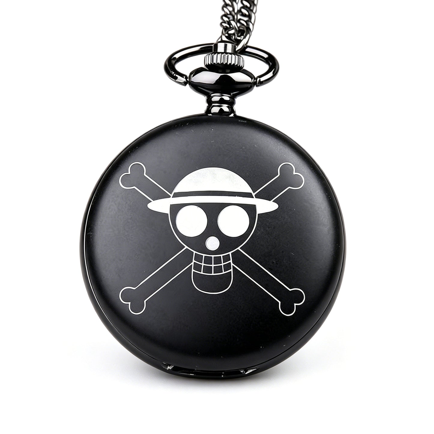 One Piece Monkey D Luffy Whitebeard Pocket Watch, Anime Pirate Skull Quartz Necklace Watch