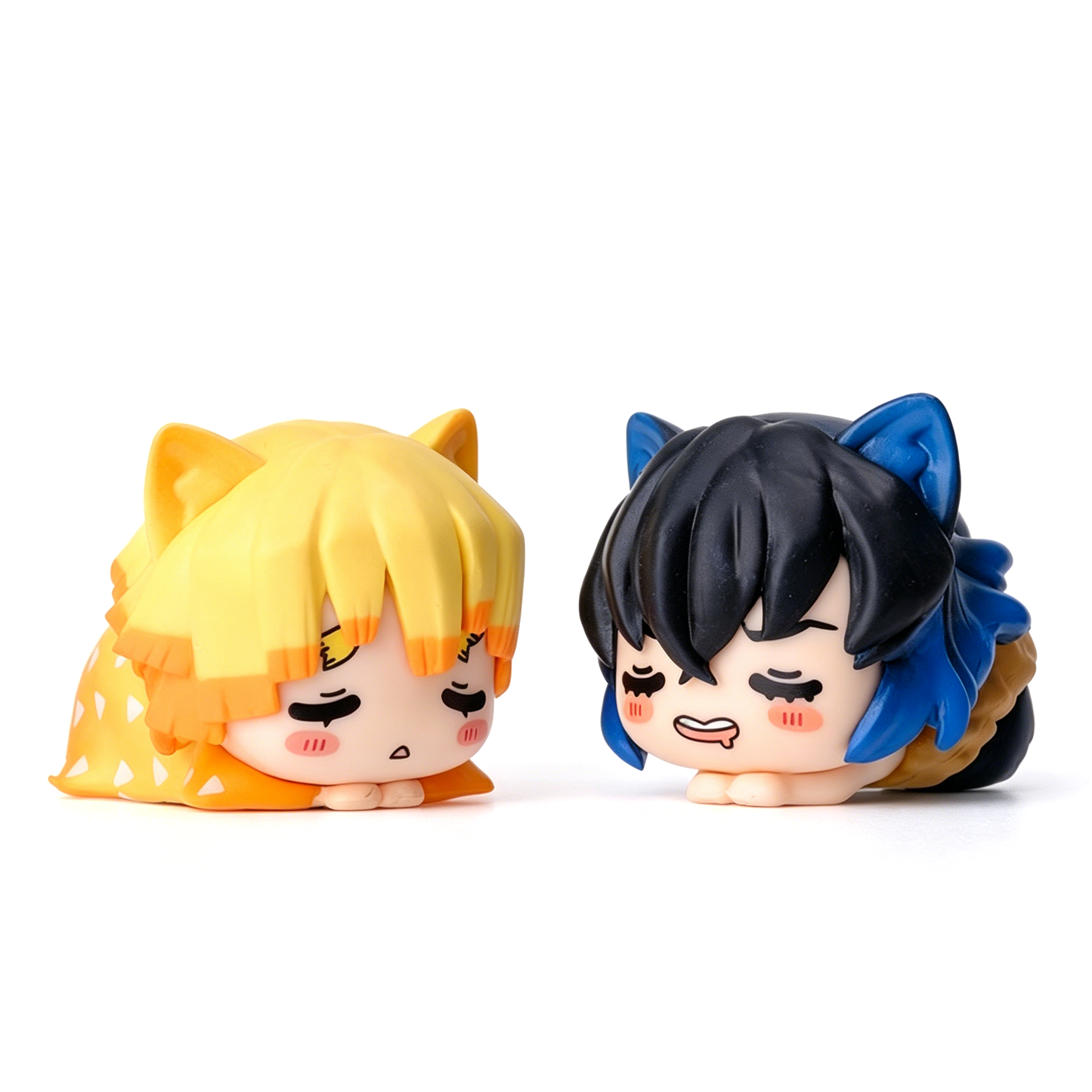 Demon Slayer Nezuko Tanjiro Cat Ear Chibi figurer, 6 stk Anime Sovende Figursæt