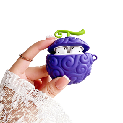 Yksiosainen Luffy Ace Devil Fruit AirPods -kotelo, 3D-silikonikuulokkeiden suojakuori avaimenperällä