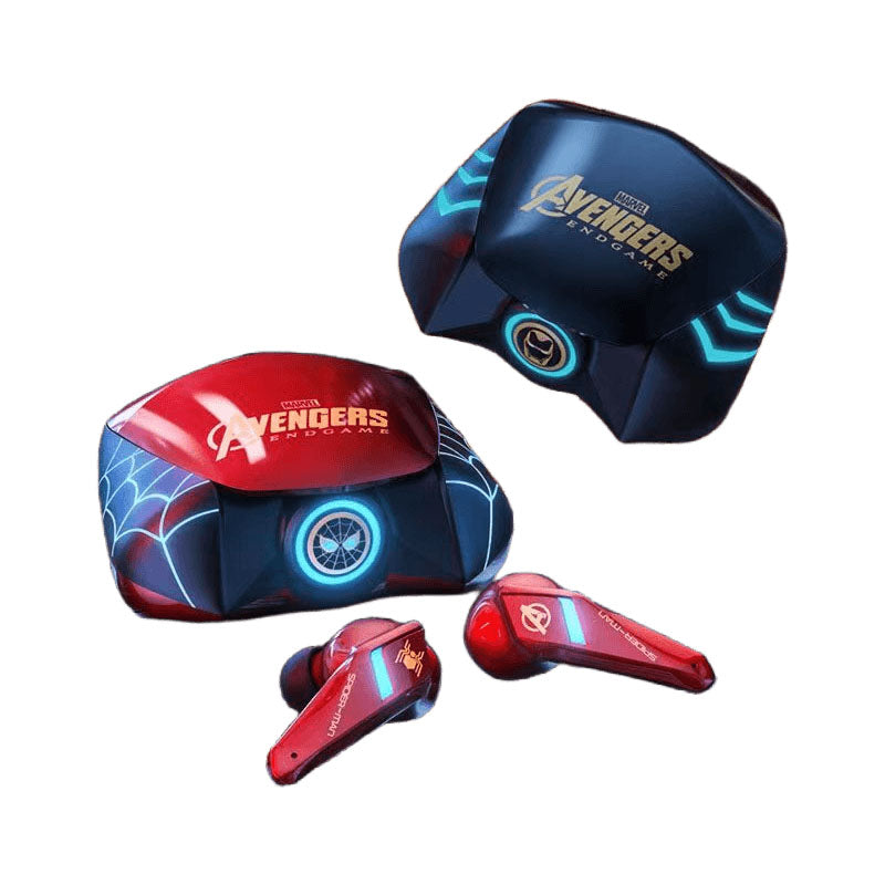 Marvel Spider-Man Iron Man Captain America Gaming-øretelefoner, Marvel TWS trådløse hovedtelefoner med LED-lys