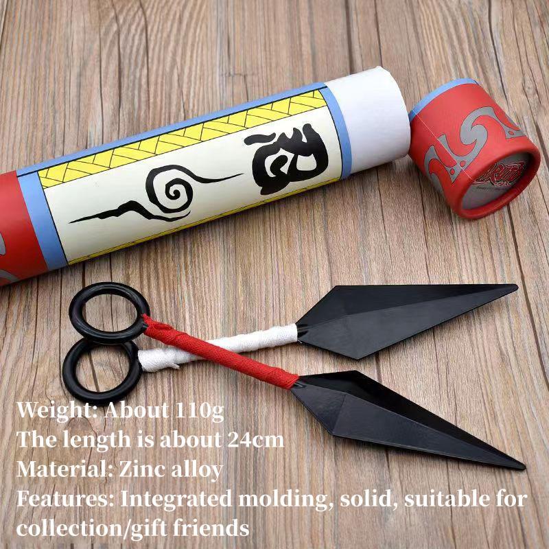 Naruto Uzumaki Ninja Kunai Cosplay Prop, Metal Kunai med rulleemballage