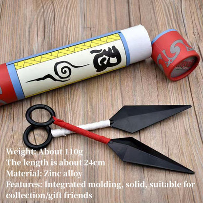 Naruto Uzumaki Ninja Kunai Cosplay Prop, Metal Kunai med rulleemballage
