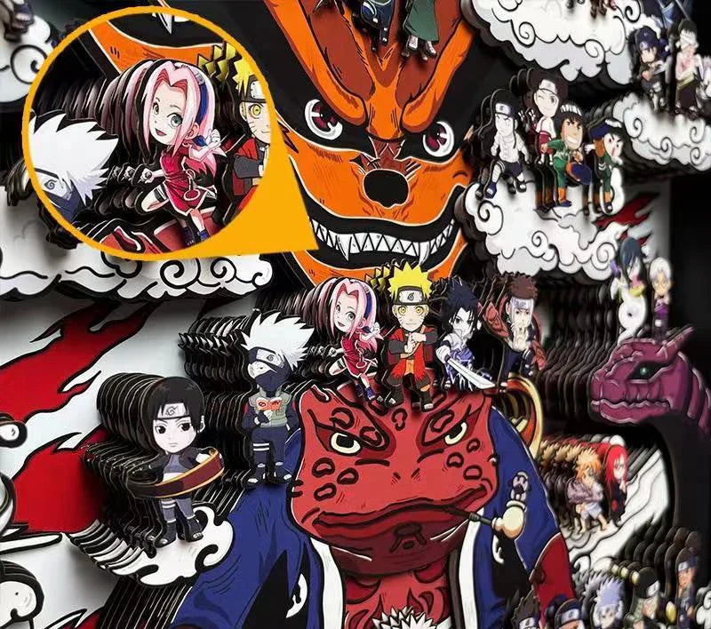 Uzumaki group photo Hezká kreslená řemesla 3D kresba celé rodiny