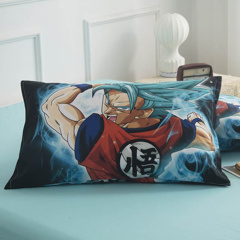 Ensemble de literie trois pièces en pur coton, imprimé de rôle Son Goku, beau dessin animé