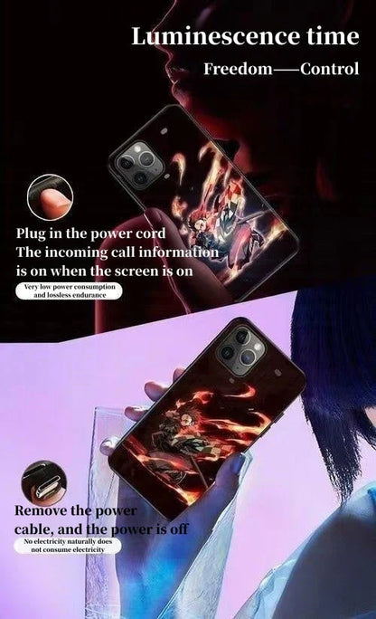 Tanjirou/Shinobu Luminous mobiltelefon taske Smart lysende kreativ mobiltelefon taske