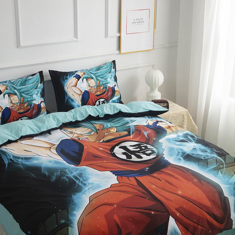 Ensemble de literie trois pièces en pur coton, imprimé de rôle Son Goku, beau dessin animé