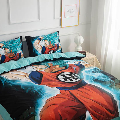 Ensemble de literie trois pièces en pur coton, imprimé de rôle Son Goku, beau dessin animé
