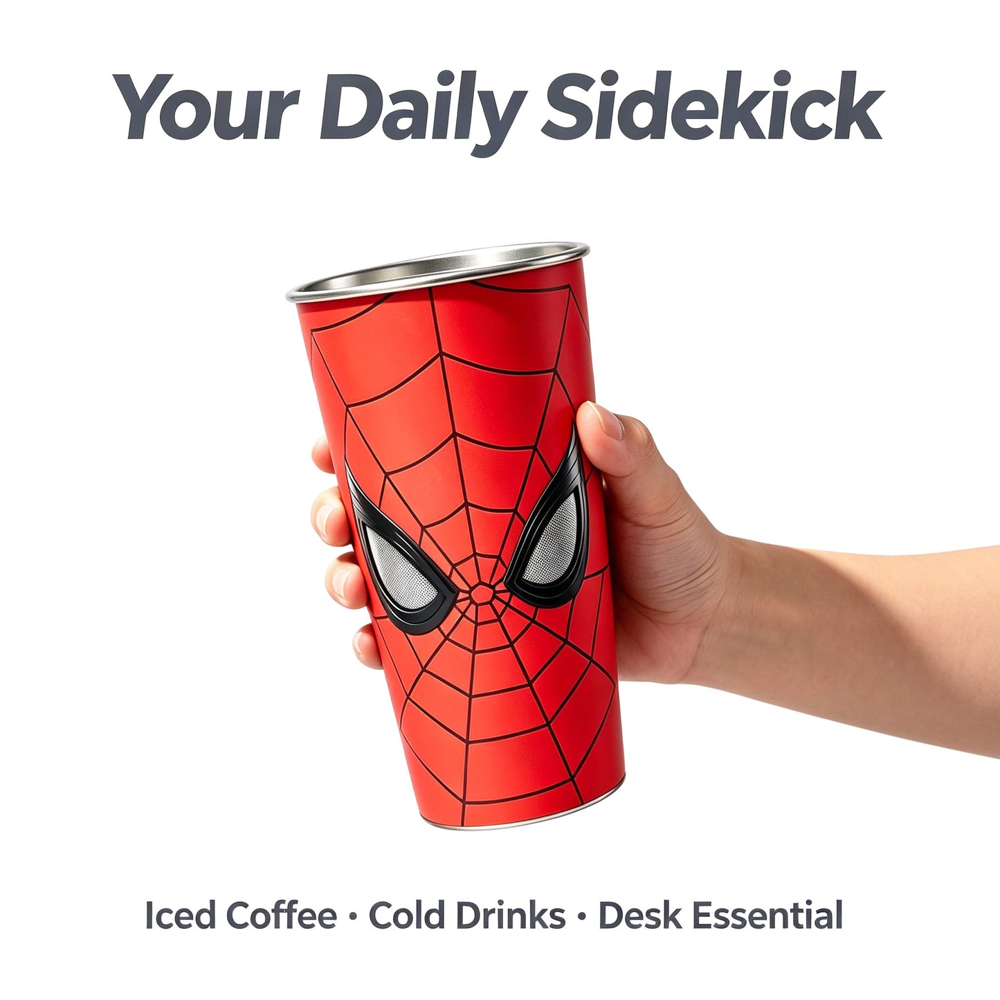 Marvel Spider-Man Cold Color Changing 304 Stainless Steel Cup Glow In Dark Eyes 700ml Large Capacity Iced Coffee Cold Drink Tumbler With Gift Box