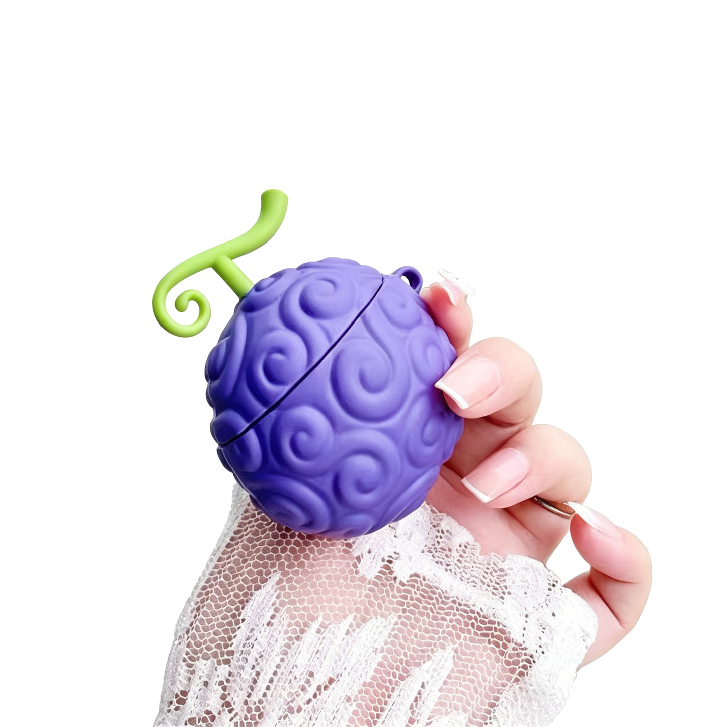 Yksiosainen Luffy Ace Devil Fruit AirPods -kotelo, 3D-silikonikuulokkeiden suojakuori avaimenperällä
