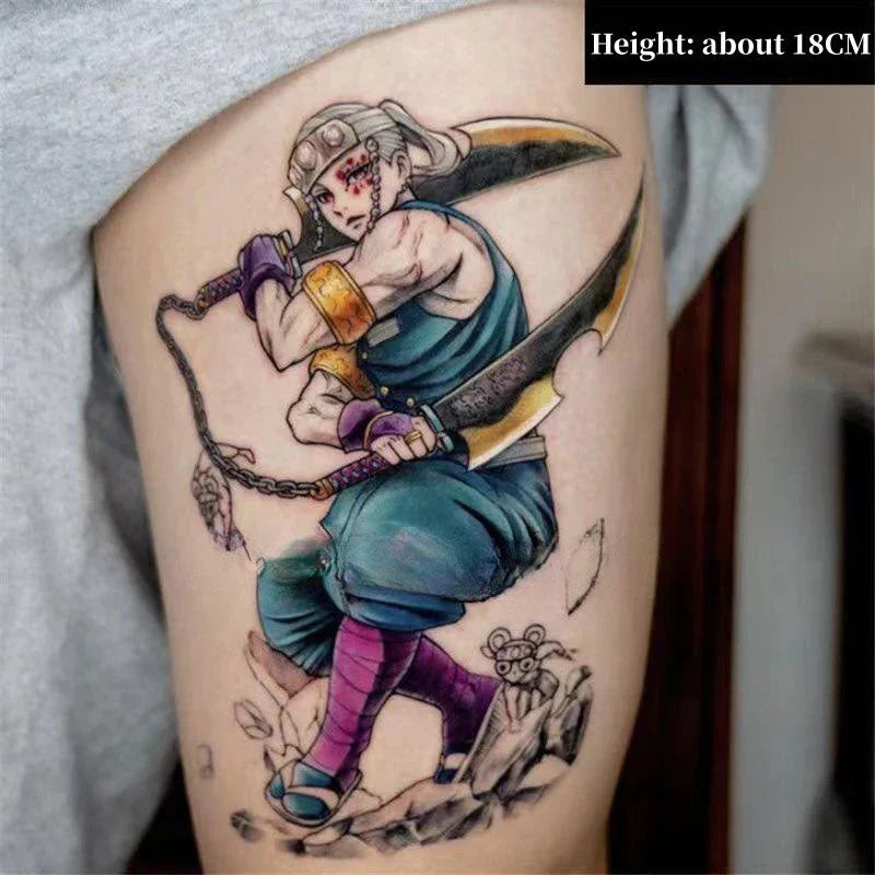Tanjirou/Nezuko/Zenitsu/Inosuke colle une pâte de tatouage de bras de fleur imperméable à l'eau de cuisse