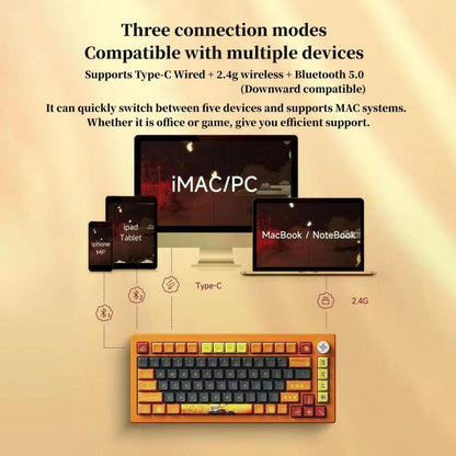 Uzumaki Naruto Themed Mechanical Keyboard, Hot-Swappable RGB Gaming Keyboard with Custom PBT Keycaps, Knob Control & Naruto Artisan Keycap