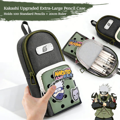 Naruto Kakashi Pencil Case Set, Anime Large Capacity Pencil Bag with Kunai Pen