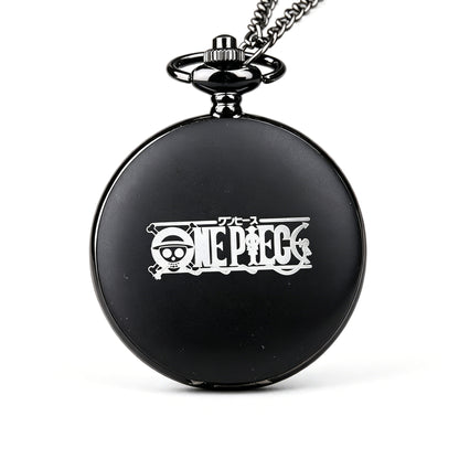 One Piece Monkey D Luffy Whitebeard Pocket Watch, Anime Pirate Skull Quartz Necklace Watch