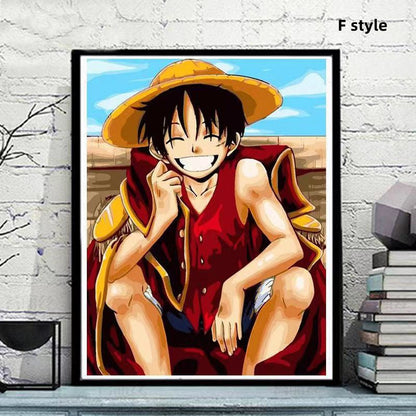 Luffy/Zoro/Nami hermosa pintura al óleo digital de doodle artesanal
