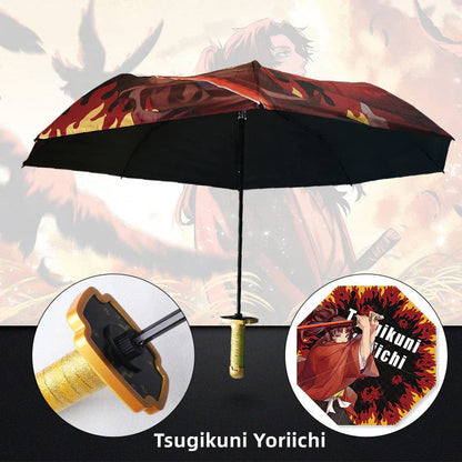 Kamado Tanjirou Regenschirm mit coolem Griff, der sich zusammenklappen lässt