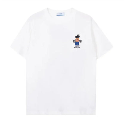 Son Goku T-shirt d'été à manches courtes en pur coton pour hommes tout en coton imprimé beau T-shirt ample et cool