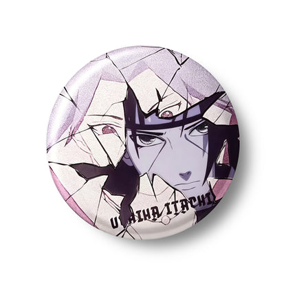 Naruto Uzumaki Sasuke Uchiha Cracked Anime Button Pins, 58mm Character Metal Brooch Badges for Backpack Clothing