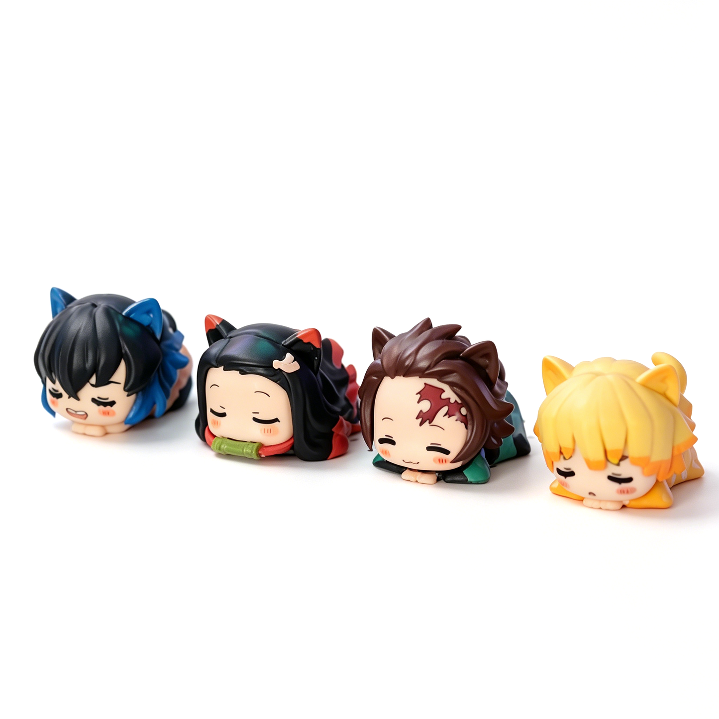 Demon Slayer Nezuko Tanjiro Cat Ear Chibi figurer, 6 stk Anime Sovende Figursæt