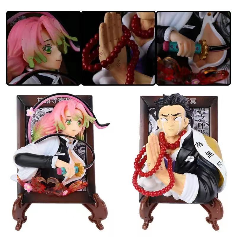 Demon Slayer Kyojuro Mitsuri Gyomei ramme buste figur, Anime Hashira fotoramme statue samleobjekt